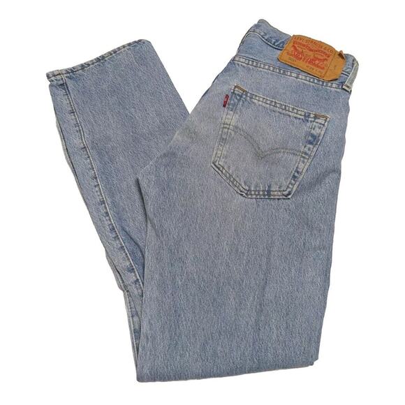 Levi's Denim - Mens Levis 501 Denim Jeans Classic 29 W 30 L Blue Light Faded Distressed 29x30